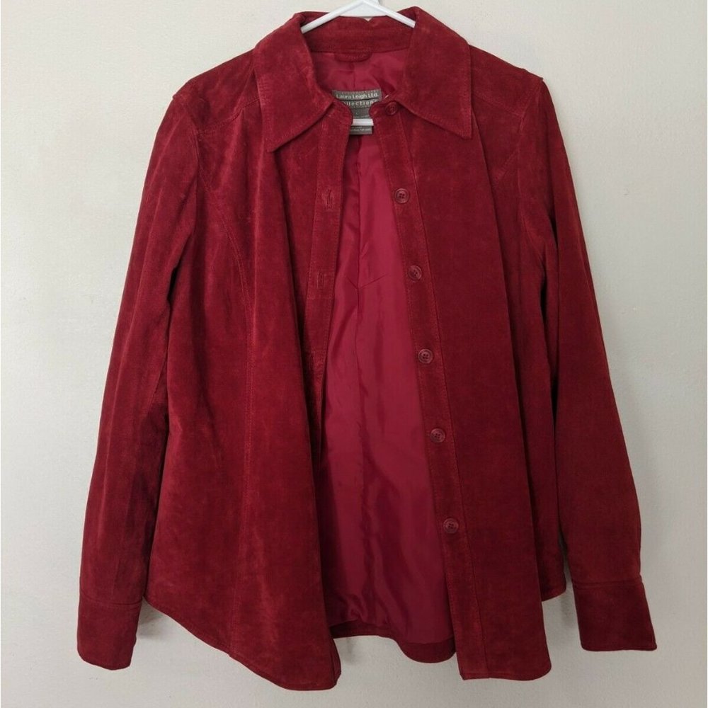 Laura Lee Ltd. Woman's Large Suede 100% Leather Jacket Brick Red Thick Shaket
